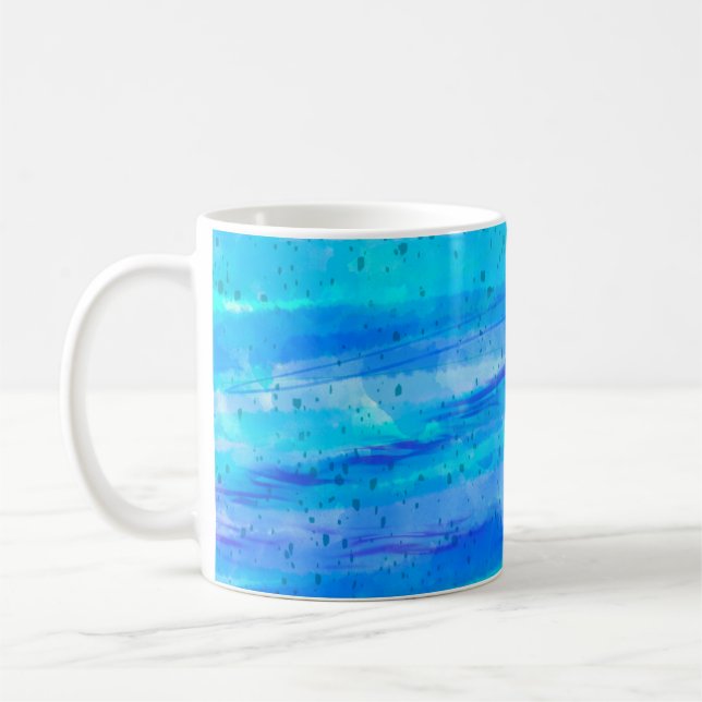 Aqua Blue, Lila and Teal Abstrakt Art Kaffemugg (Vänster)