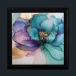 Aqua Blue Lila Guld Blommigt Minnesask<br><div class="desc">Aqua Blue Lila Guld Blommigt</div>