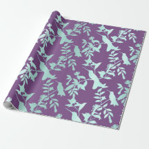 Aqua Blue Lila Hummingbird Flowers