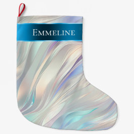 Aqua Blue Lila Pearl White jul Stor Julstrumpa