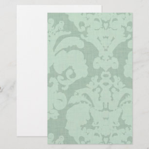 Aqua Blue Linen Damask Brevpapper