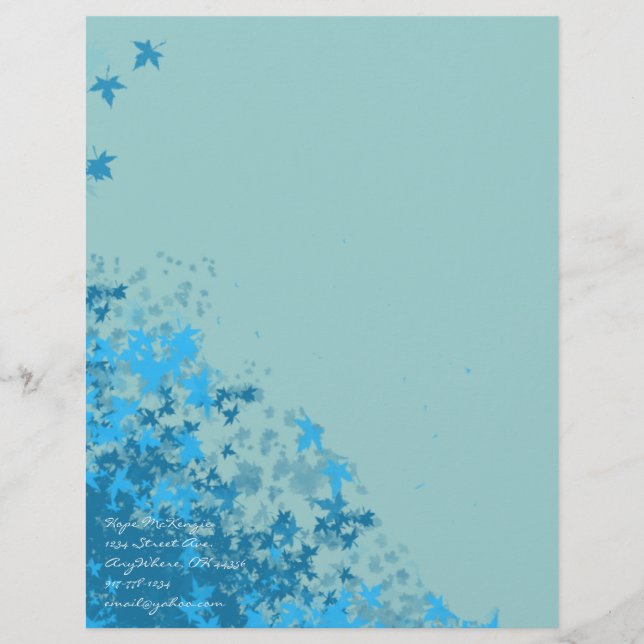 Aqua Blue Lövs Letterhead Brevhuvud (Framsida)