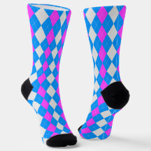AQUA BLUE & MAGENTA ROSA Argyle Mönster Socks
