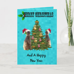 Aqua Blue Meerkat God jul Card Kort