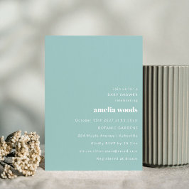Aqua Blue Minimalist Modern Cute Baby Shower Inbjudningar
