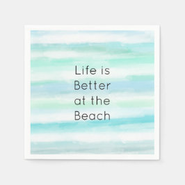 Aqua Blue Mint White Watercolor Rand II Pappersservett