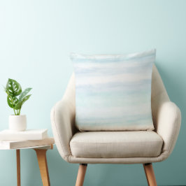 Aqua Blue Mint White Watercolor Rand Kudde