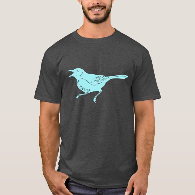 Aqua Blue Mockingbird State Bird Retro Graphic T Shirt (Framsida)