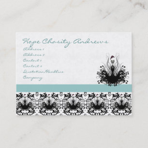 Aqua Blue Mode Diva Damask Visitkort