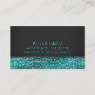 Aqua Blue Modern Glam Sequins Referera en vän Rabattkort