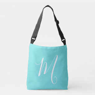 Aqua Blue Monogram Initial Axelväska