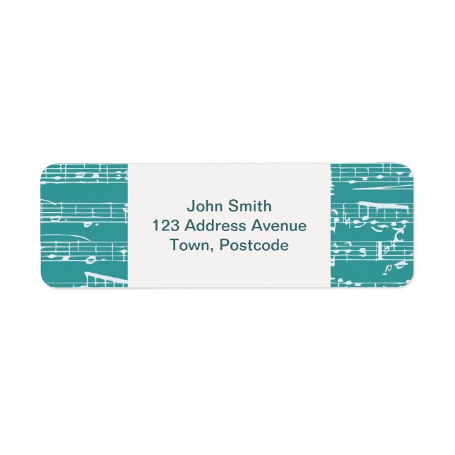 Aqua Blue musik noter Returadress Etikett (Framsidan)