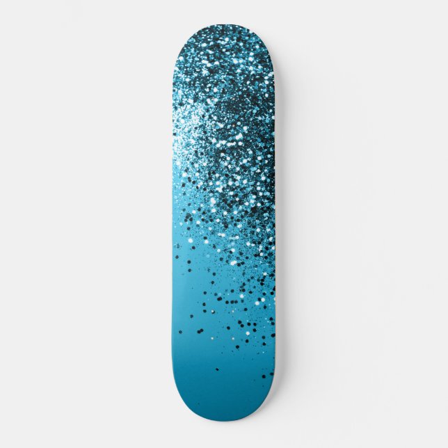 Aqua Blue OCEAN Glitter #1 Mini Skateboard Bräda 18,5 Cm (Framsida)
