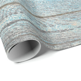 Aqua Blue Ocean Grungy Silver Grått Wood Rustic Presentpapper
