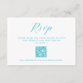 Aqua Blue Ocean Vågar QR-kod Beach Wedding OSA Tilläggskort