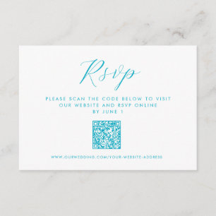 Aqua Blue Ocean Vågar QR-kod Beach Wedding OSA Tilläggskort