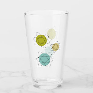 Aqua Blue och Gult Atomic Mid Century Glaskopp