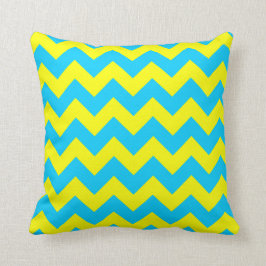 Aqua Blue och Gult Zigzag Kudde