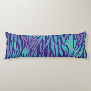 Aqua Blue och Lila Zebra ränder Kroppskudde