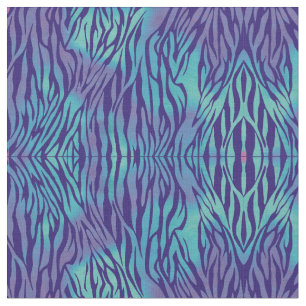 Aqua Blue och Lila Zebra ränder Tyg