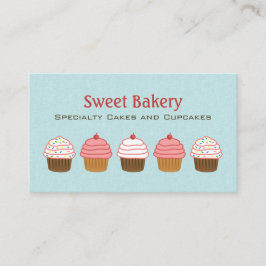 Aqua Blue och Rosa Cupkaka Cute Bakery Visitkort