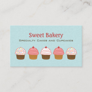 Aqua Blue och Rosa Cupkaka Cute Bakery Visitkort