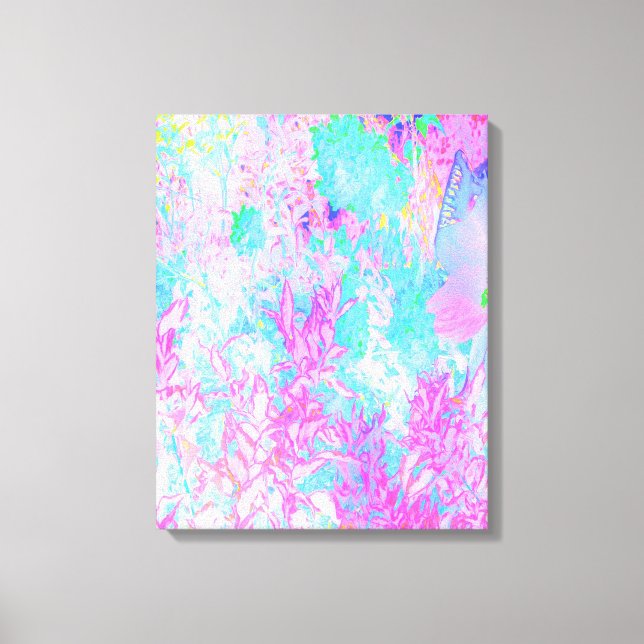 Aqua Blue och Shock rosa Hydrangea Ligcape Canvastryck (Framsida)