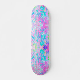 Aqua Blue och Shock rosa Hydrangea Ligcape Mini Skateboard Bräda 18,5 Cm