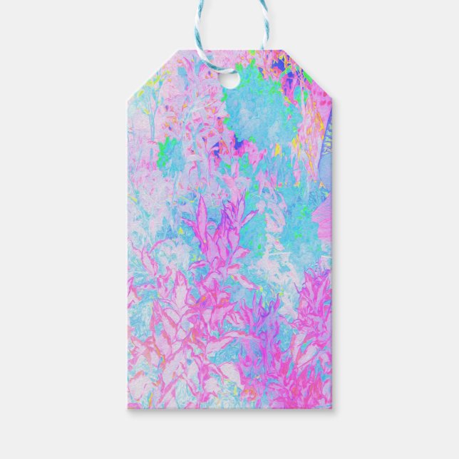 Aqua Blue och Shock rosa Hydrangea Ligcape Presentetikett (Framsidan)