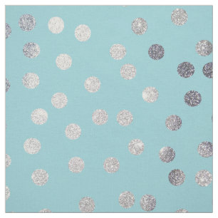 Aqua Blue och Silver Glitter City Dots Tyg