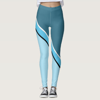 Aqua Blue och Turquise Diagonal Leggings