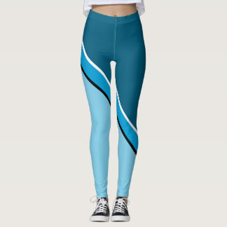 Aqua Blue och Turquise Diagonal Leggings