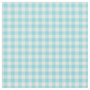 Aqua Blue och White Checkated Gingham Tyg