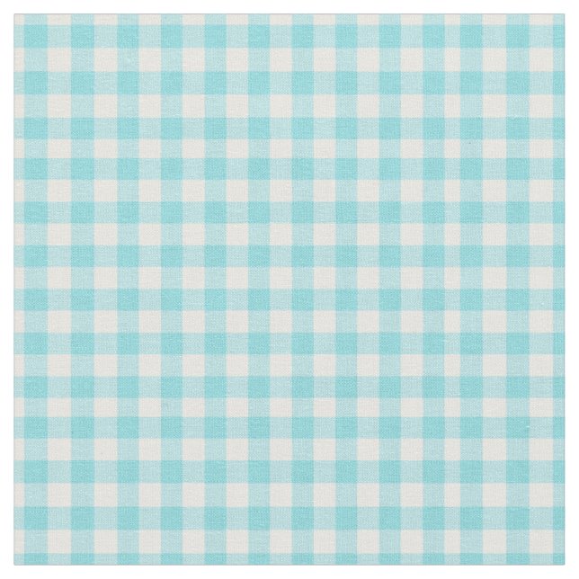 Aqua Blue och White Checkated Gingham Tyg (Närbild)