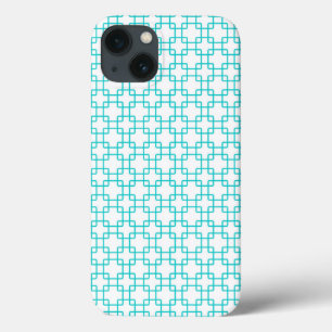 Aqua Blue och White Funky Retro Stil Mönster