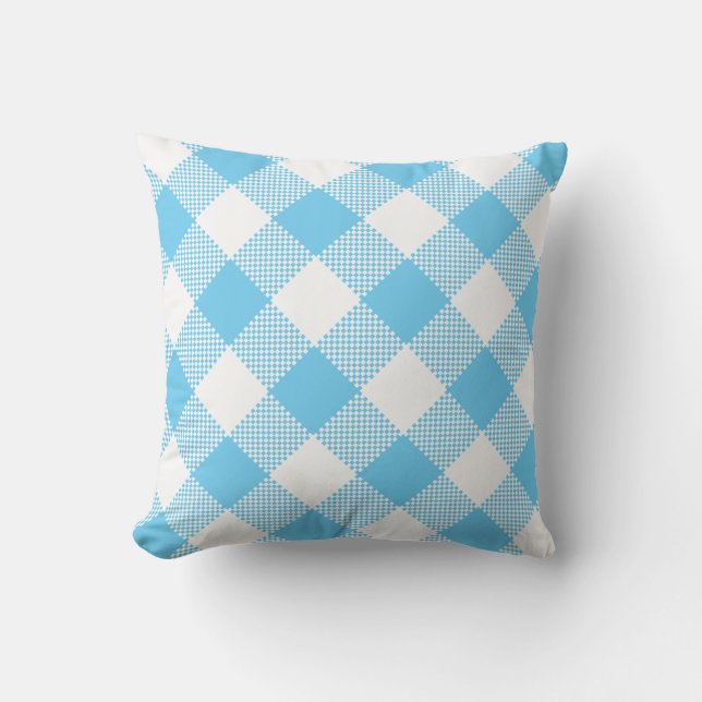 Aqua Blue och White Gingham på en Pillow Kudde (Framsida)