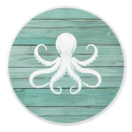Aqua Blue Octopus Faux Wood Nautical Drawer knop Knopp