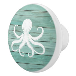 Aqua Blue Octopus Faux Wood Nautical Drawer knop Knopp