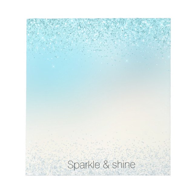 Aqua Blue Ombre Glitzy Gnistra Glitter Anteckningsblock (Framsida)