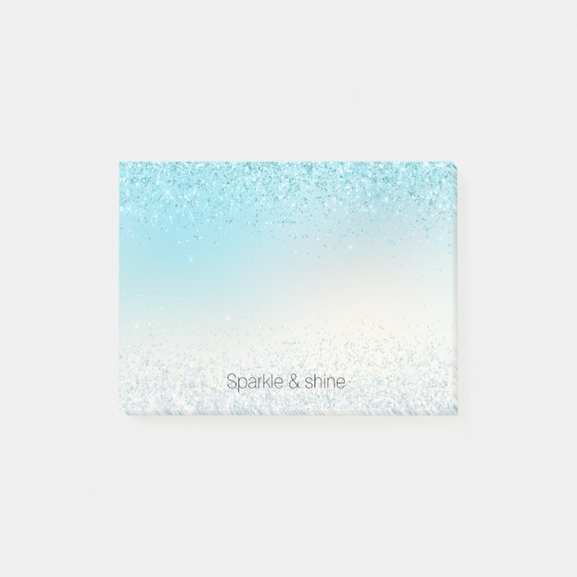 Aqua Blue Ombre Glitzy Gnistra Glitter Post-it Block (Framsida)
