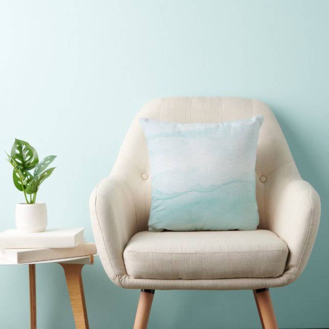Aqua Blue Pastel Watercolor Ombre Kudde (Stol)