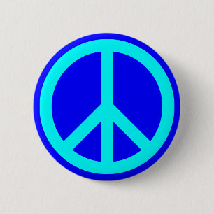 Aqua Blue Peace Symbol Knapp