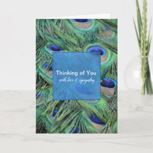 Aqua Blue Peacock Feathers tänker på dig Kort