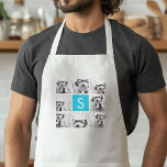 Aqua Blue Photo Collage Anpassningsbar Monogram Förkläde<br><div class="desc">Du kan använda Instagram-foton för den här designen. Använda 8-kvadratfoton som skapar en unik och personlig gåva. Eller så kan du behålla hipstervalpen och göra ett trendig till keepy. Om du behöver justera bilder klickar du på verktyg för att anpassa ändringar.</div>