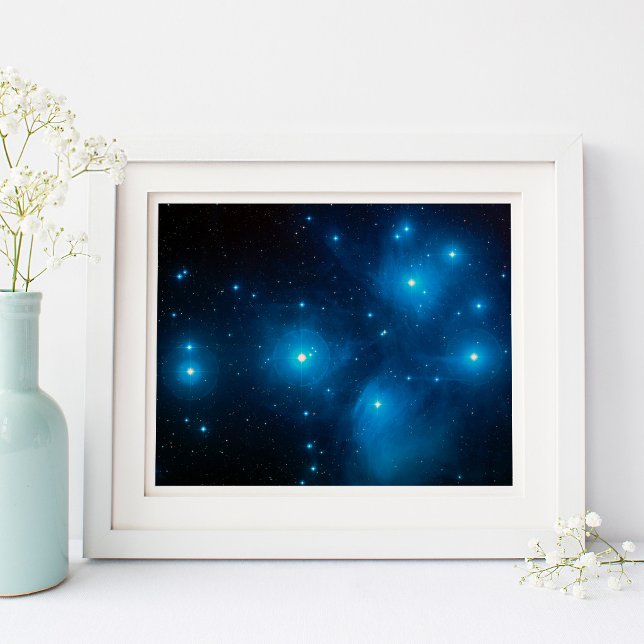 Aqua Blue Pleiades Celestial Rymdfoto 10x8 Poster (Aqua Blue Pleiades Celestial Space Photo 10x8 Poster)