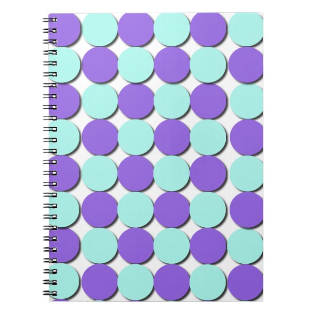 Aqua & Blue Polka dots Anteckningsbok Med Spiral (Framsidan)