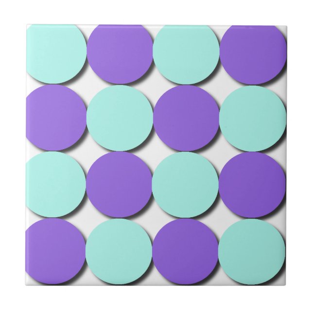 Aqua & Blue Polka dots Kakelplatta (Framsidan)