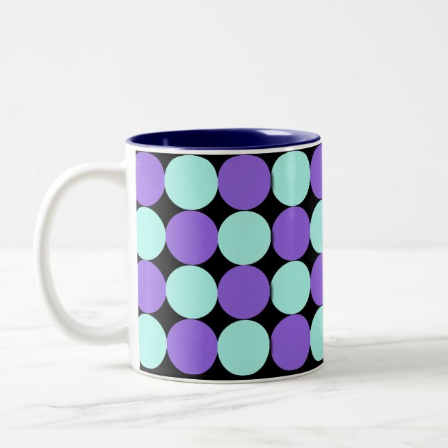 Aqua & Blue Polka dots Två-Tonad Mugg (Vänster)