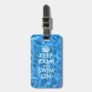 Aqua Blue Poolvatten Keep Calm and Swim On Bagagebricka