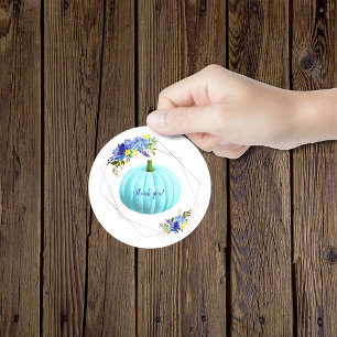 Aqua Blue Pumpkin Baby Shower Tack Runt Klistermärke